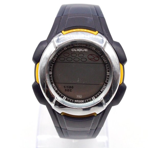 Vintage Clique Digital Watch Unisex Sports Running Navy Blue Rubber Band - Picture 2 of 8